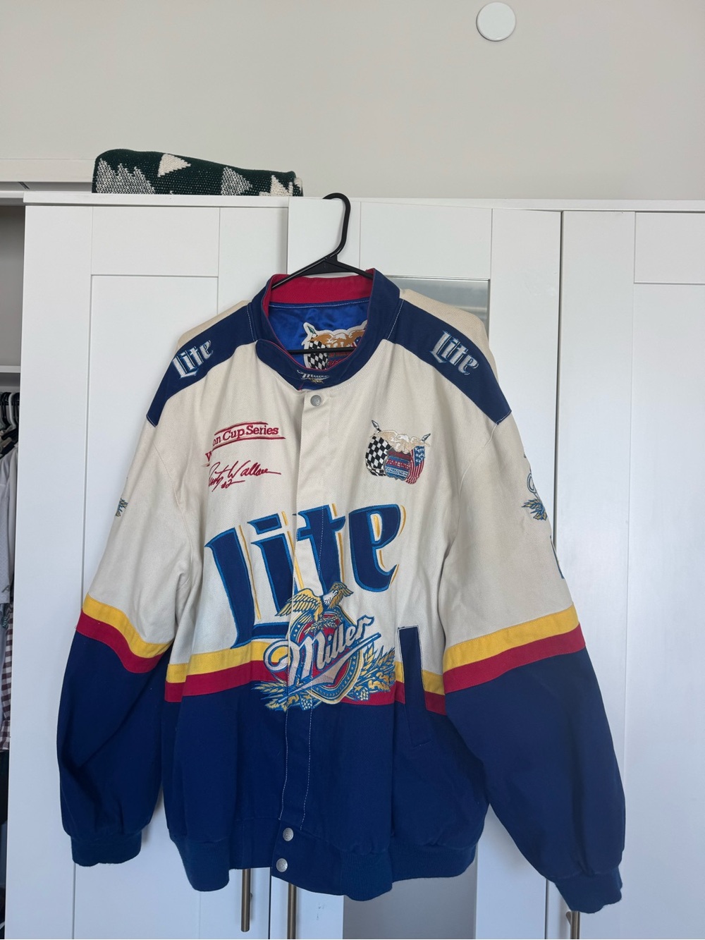 Miller Lite Racing Logo Bomber Jacket - Cream & Navy